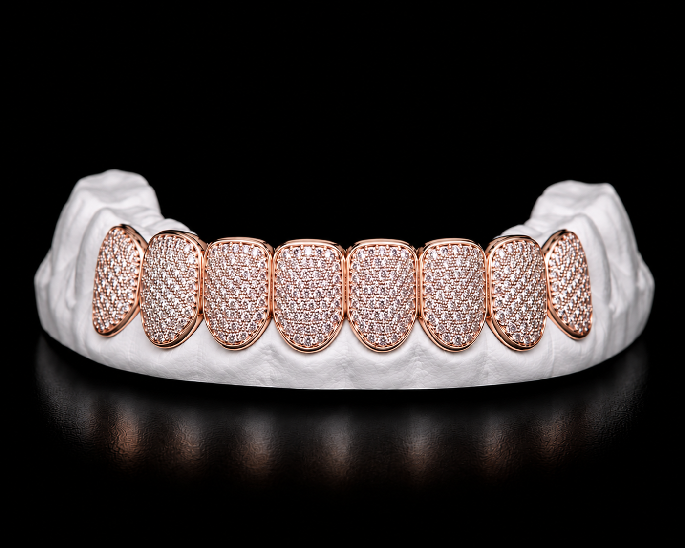 Bottom 8 Grillz — Iced Out — Rose Gold