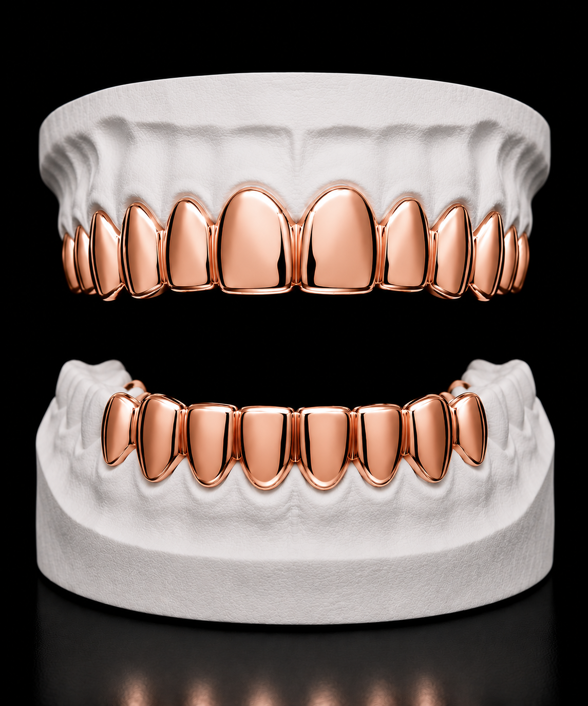 Full Set Grillz — Plain Solid — Rose Gold