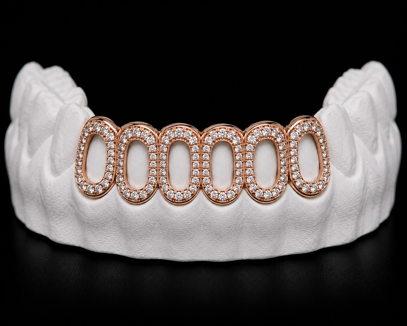 Bottom 6 Grillz — Iced Window — Rose Gold