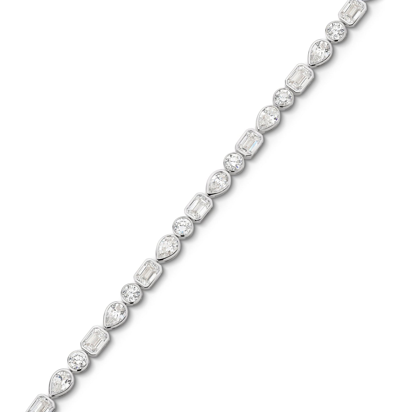 10.3ct Mixed Shape Bezel Tennis Bracelet — White Gold - 19 Eleven Jewellers