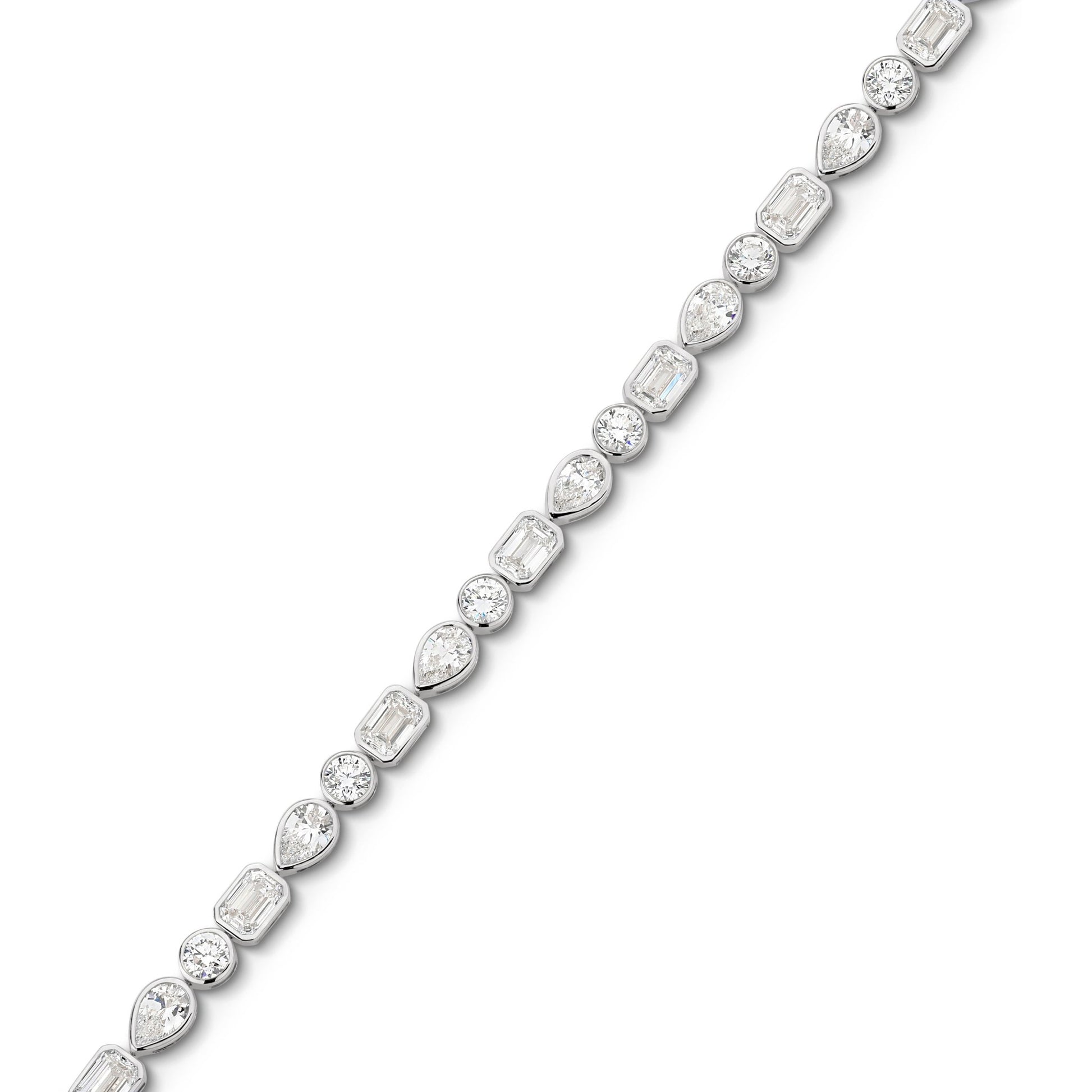 10.3ct Mixed Shape Bezel Tennis Bracelet — White Gold - 19 Eleven Jewellers