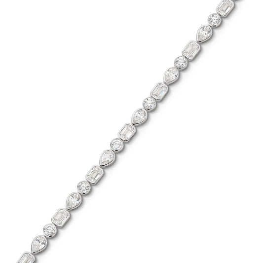 10.3ct Mixed Shape Bezel Tennis Bracelet — White Gold - 19 Eleven Jewellers