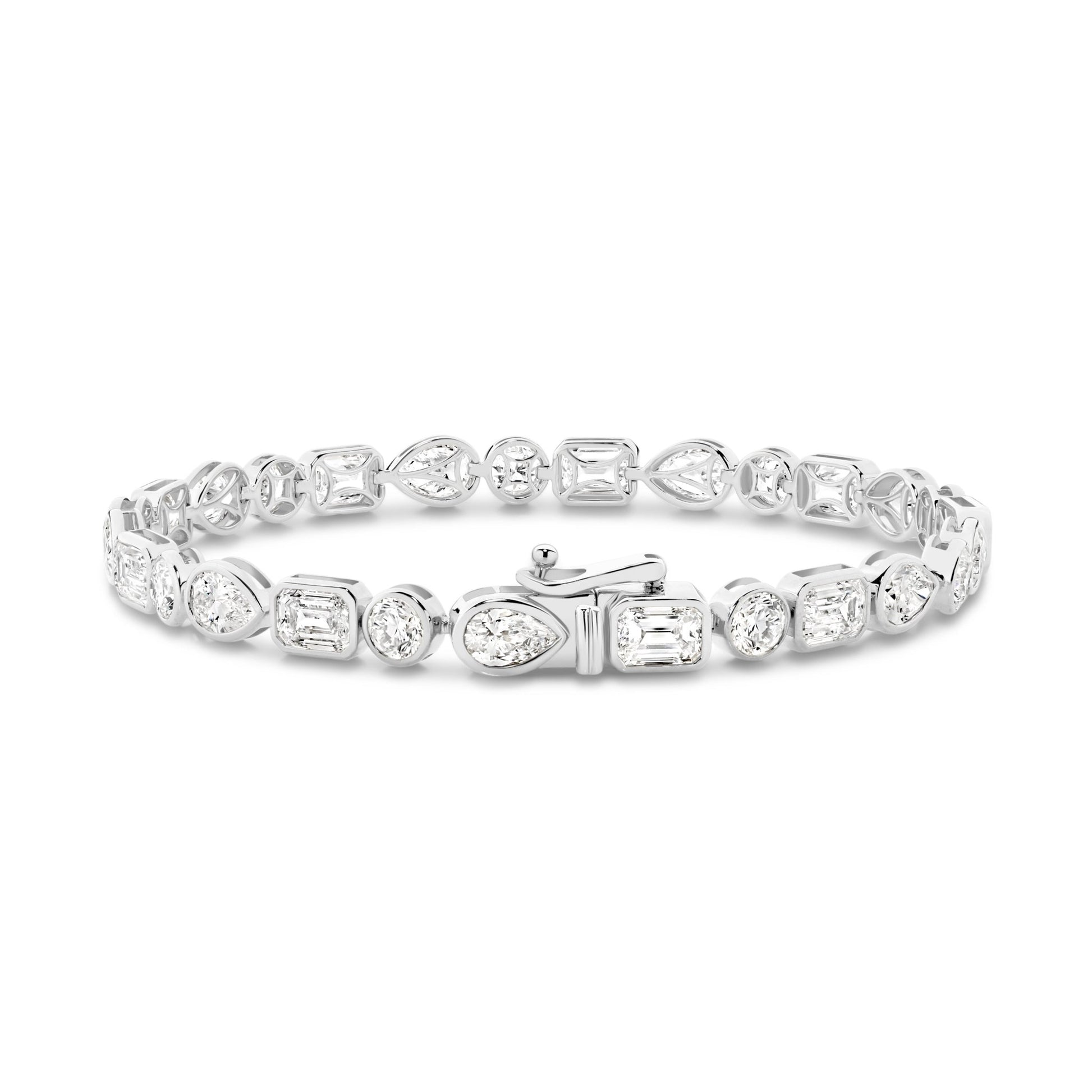 10.3ct Mixed Shape Bezel Tennis Bracelet — White Gold - 19 Eleven Jewellers