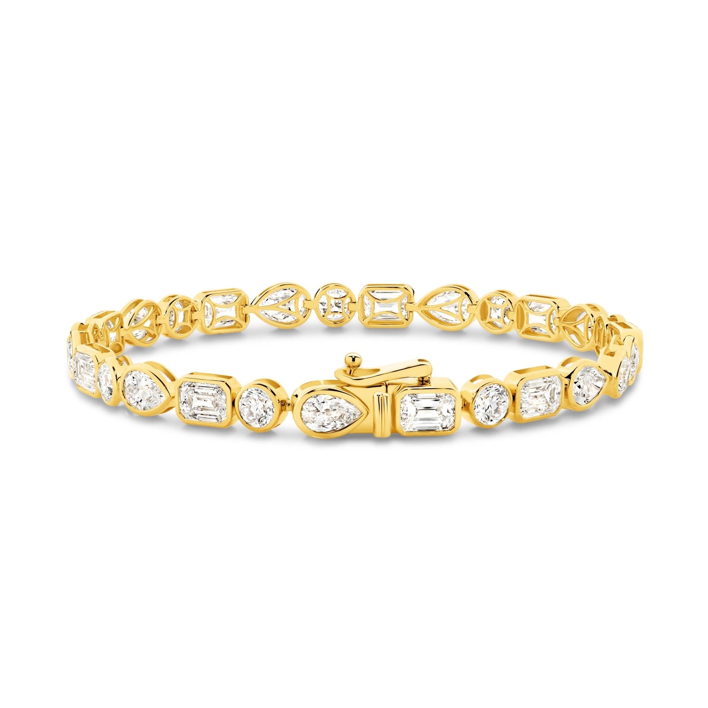 10.3ct Mixed Shape Bezel Tennis Bracelet — Yellow Gold - 19 Eleven Jewellers