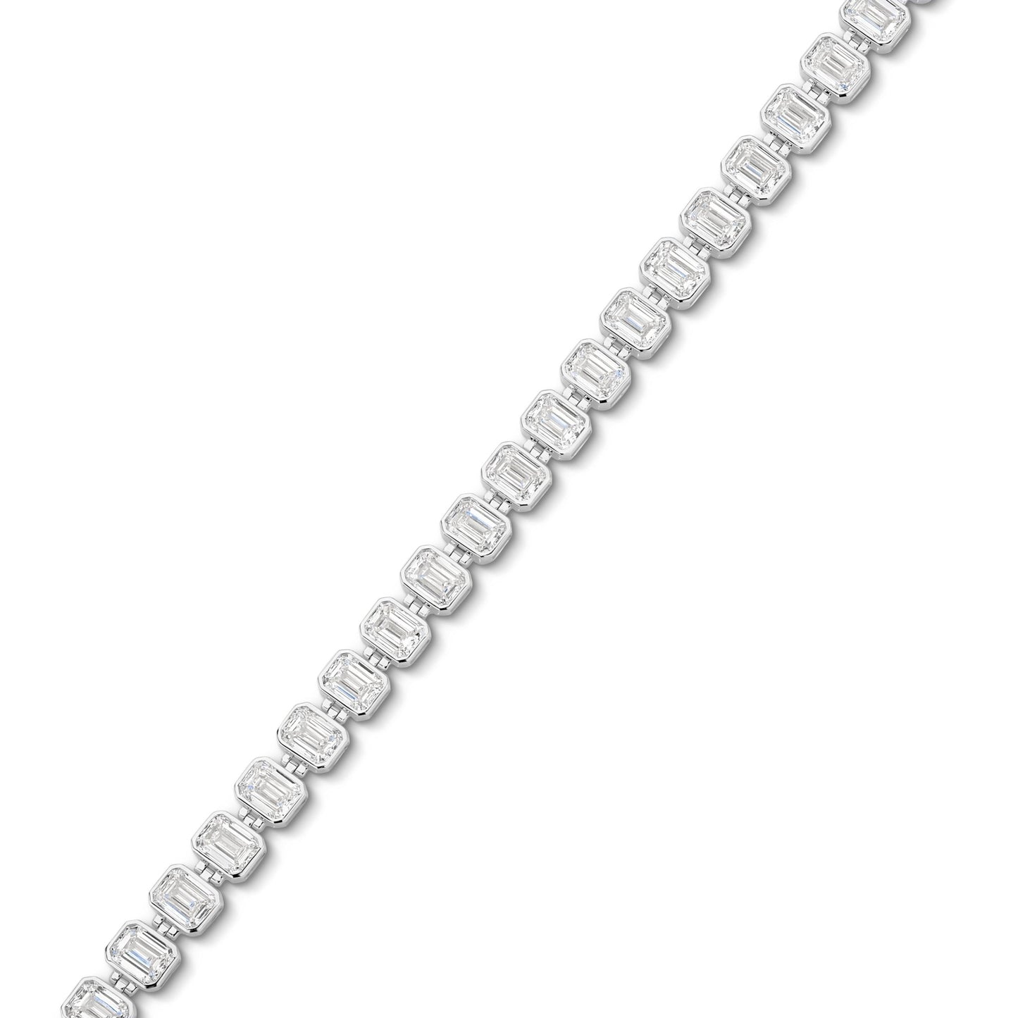 21ct Emerald Cut Prong Set Tennis Bracelet — White Gold - 19 Eleven Jewellers