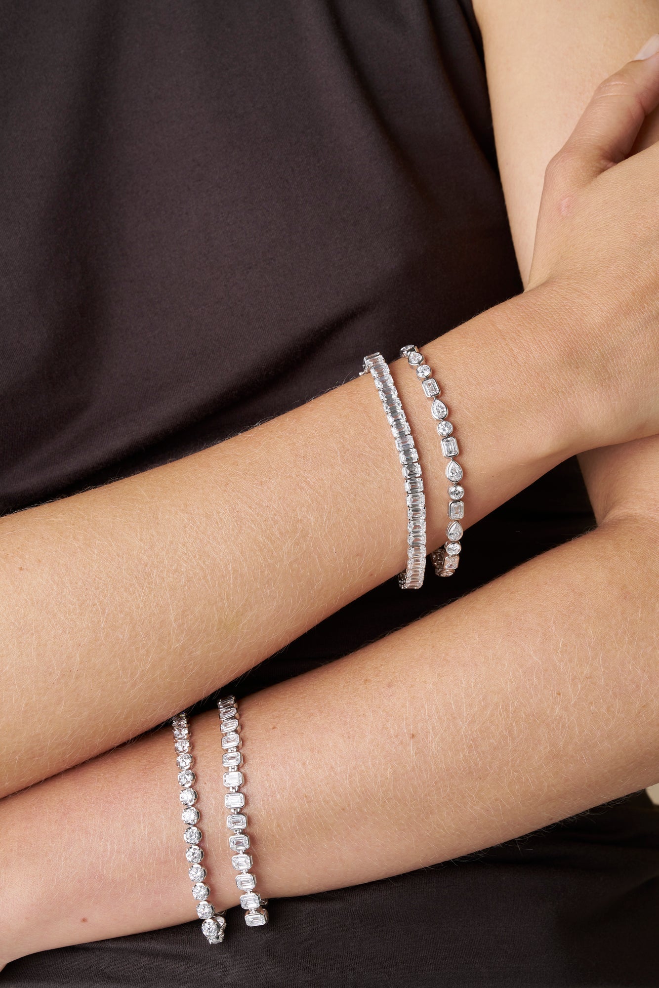 21ct Emerald Cut Prong Set Tennis Bracelet — White Gold - 19 Eleven Jewellers
