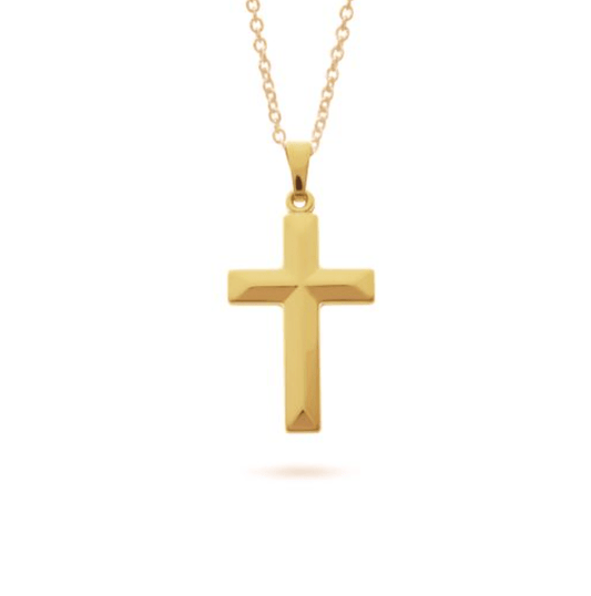 9ct Yellow Gold Bevelled Cross - 19 Eleven Jewellers