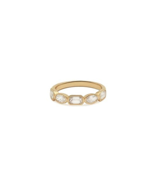 9ct Yellow Gold Half Bezel Oval & Emerald Cut Eternity Ring - 19 Eleven Jewellers