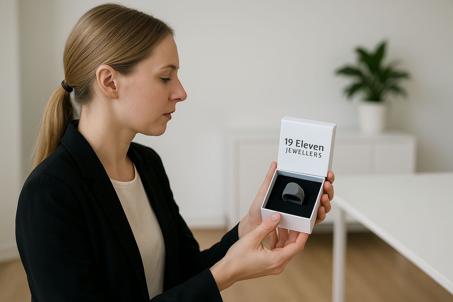 good but that box is massive, make it much smaller, and the ring is meant to be made from resin, like a 3D print, and have the photo taken further away